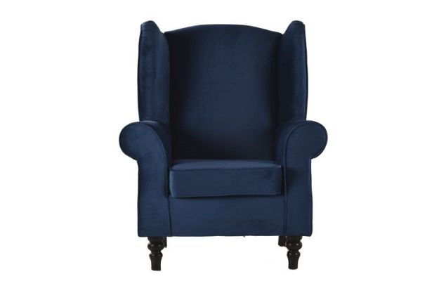 Picture of HARPUR WING ARMCHAIR UPH VELVET BLUE