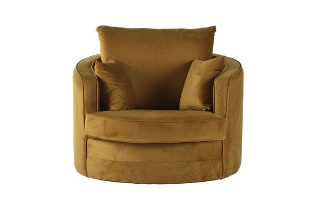 Picture of RIVIERA SWIVEL SNUGGLE ARMCHAIR UPH VELVET GOLD 