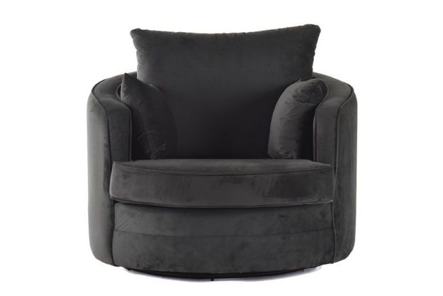 Picture of RIVIERA SWIVEL SNUGGLE ARMCHAIR CHARCOAL VELVET 