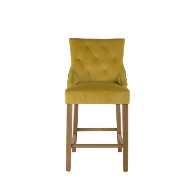 Picture of Nikki Bar Stool| Yellow Velvet Fabric