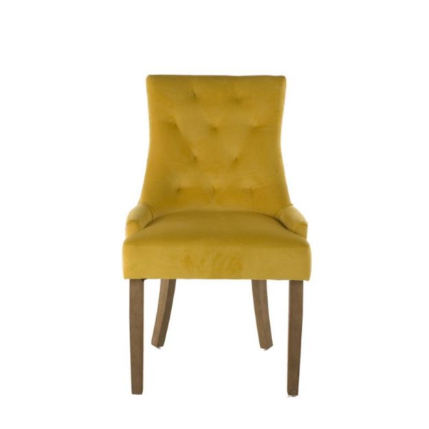 Picture of Nikki Dining Chair| Yellow Velvet