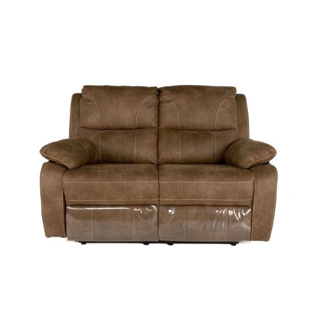 Picture of Kudos 2 Seater Reclining Sofa in Brown Faux Suede Fabric