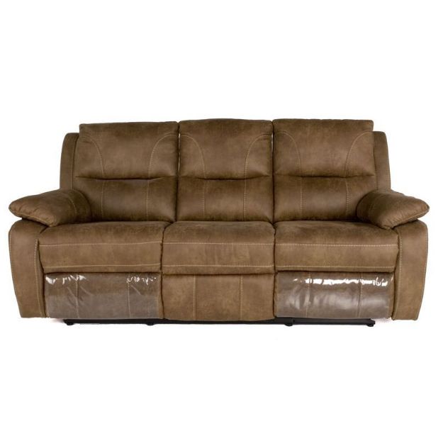 Picture of Kudos 3 Seater Reclining Sofa in Brown Faux Suede Fabric