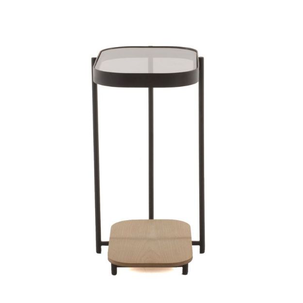 Picture of Glam Sofa Side Table Oak | Black Metal Leg