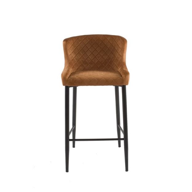 Picture of Madrid Bar Stool| Burnt Orange Velvet Fabric