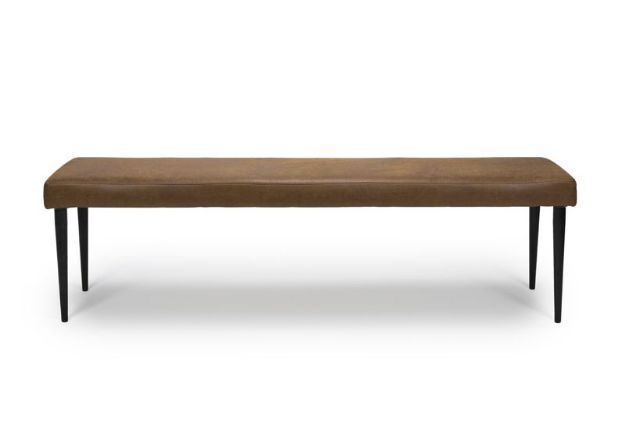 Picture of CLAPHAM 1.6M DINING BENCH UPH ANTIQUE BROWN WITH BLACK METAL LEG 