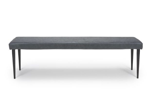 Picture of CLAPHAM 1.6M DINING BENCH UPH GREY WITH BLACK METAL LEG 