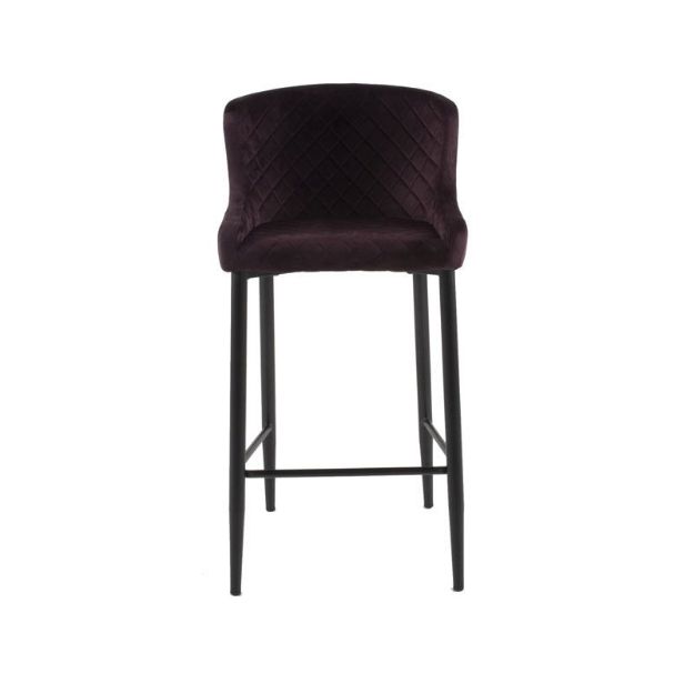 Picture of Madrid Bar Stool| Mulberry Velvet Fabric