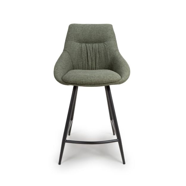 Picture of BODEN COUNTER STOOL UPH SAGE GREEN WITH BLACK METAL LEG