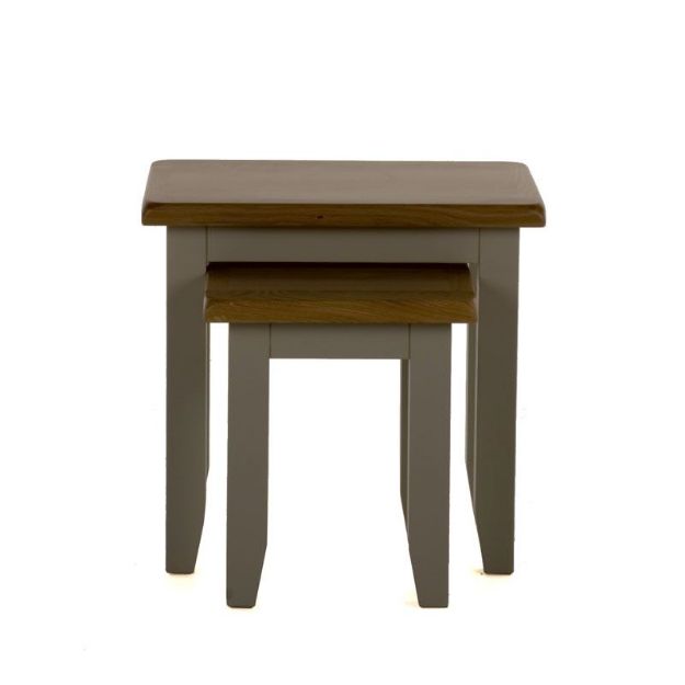 Picture of Canterbury Nest Of Tables| Set of 2 Tables |Grey with Oak Top