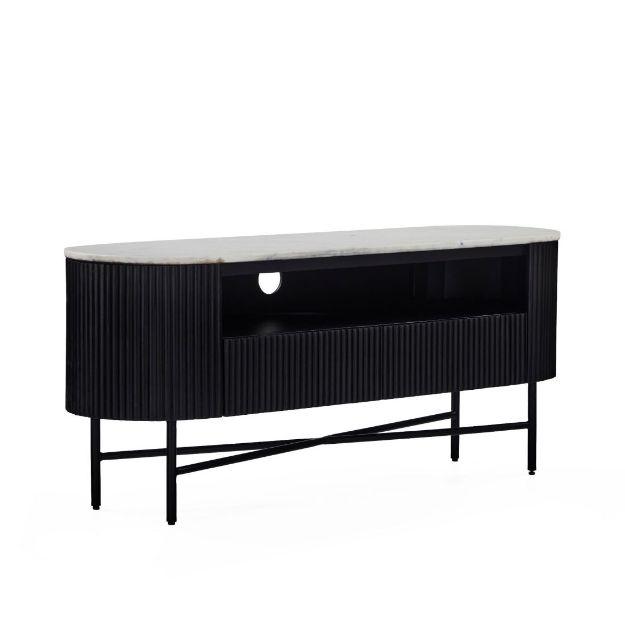 Picture of LUCA 1200 TV UNIT BLACK WITH MARBLE TOP 