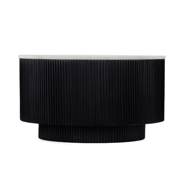 Picture of LUCA ROUND COFFEE TABLE BLACK WITH MARBLE TOP 