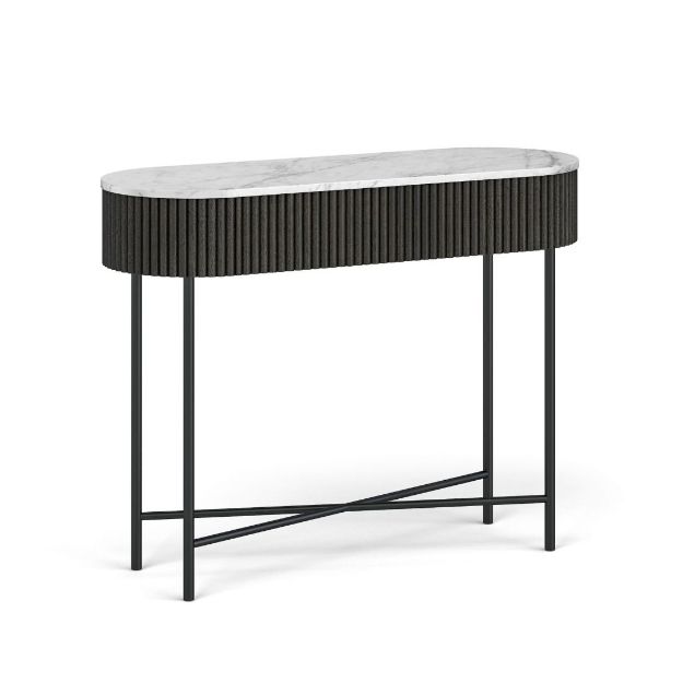 Picture of LUCA 1000MM CONSOLE TABLE BLACK WITH MARBLE TOP