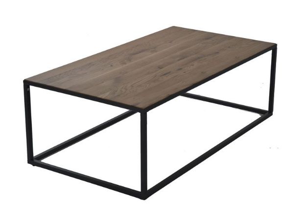 Picture of ISABEL LARGE COFFEE TABLE SOLID NATURAL OAK WITH BLACK METAL LEG