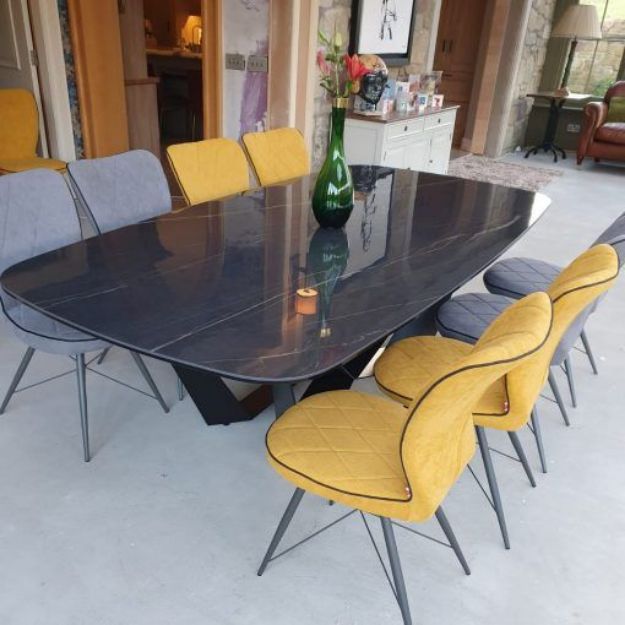 Picture of Basilico Large 8-10 Seater Dining Table in Calacatta Noir Ceramic