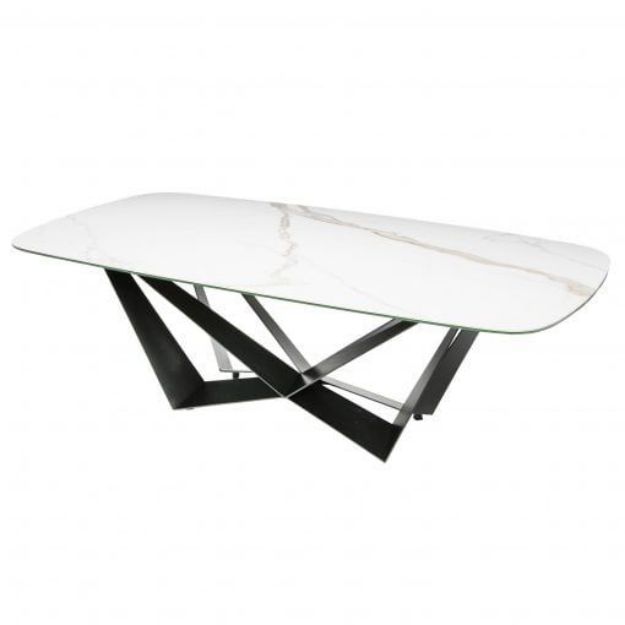 Picture of Basilico 6-8 Seater Dining Table in Carrara White Marbled Ceramic