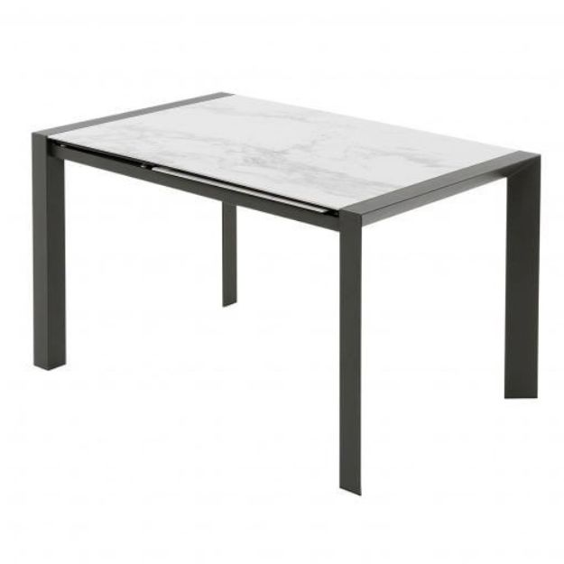 Picture of Brindisi 4-8 Seater Extendable Dining Table in White Marbled Ceramic